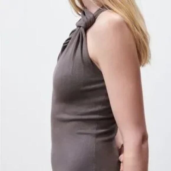 Zara Twist Knote Neck Knit Midi Dress Womens Size S - Picture 2 of 7